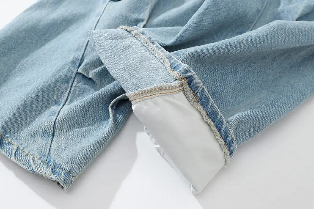 Vintage Vintage Washed Irregular Pleated Jeans - Bag