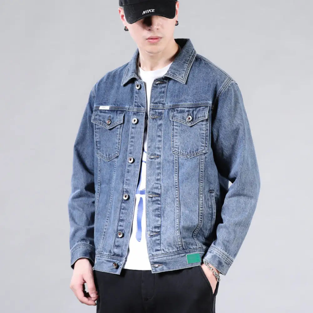 Men’s Washed Casual Denim Jacket – Soulmate Streetwear | same ANTHEM. - light blue / M