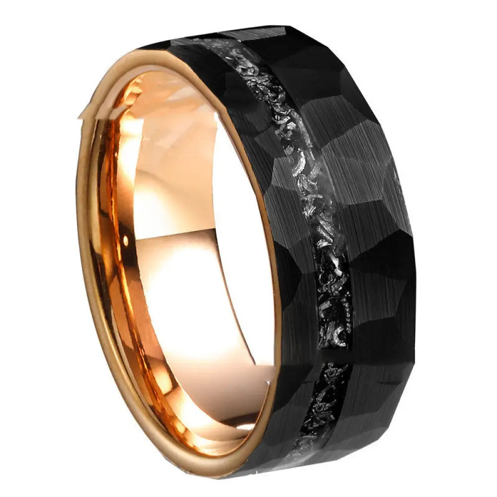 Meteorite Inlaid Black Tungsten Ring – Soulmate Streetwear | same ANTHEM. - R015 Meteorite / US Code 105 - Bag