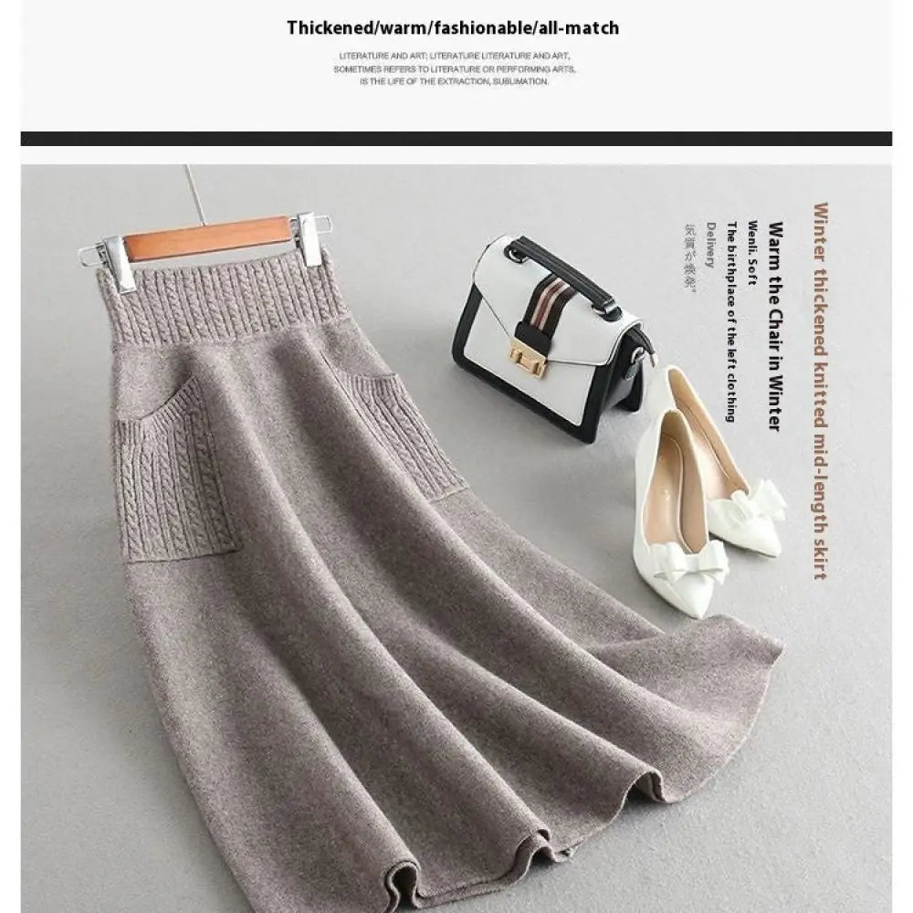 Mid-Length Fall Winter Skirt – Women’s Knitted Bud Skirt with Double Pockets | Wear Your Style Made for Lovers &