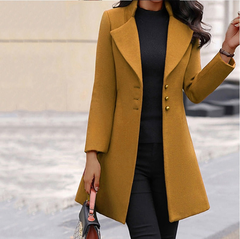 Mid-Length Flip Collar Blazer Women – Soulmate Streetwear | same ANTHEM. - Yellow / S