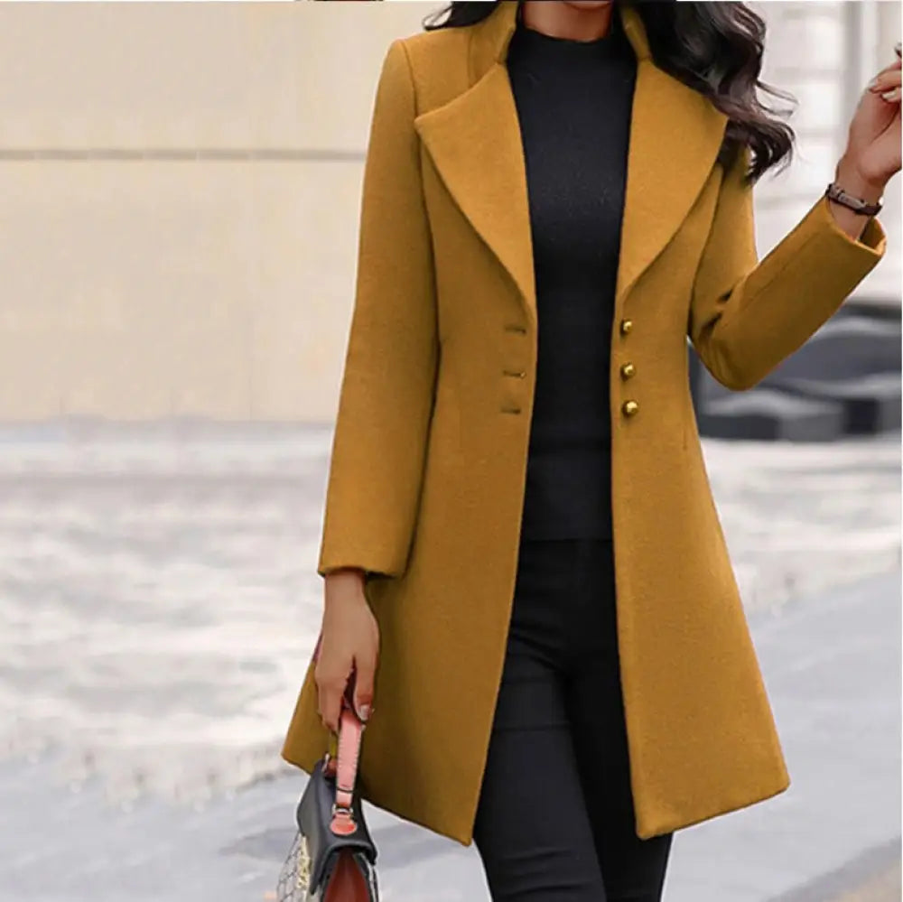 Mid-Length Flip Collar Blazer Women – Soulmate Streetwear | same ANTHEM. - Yellow / S