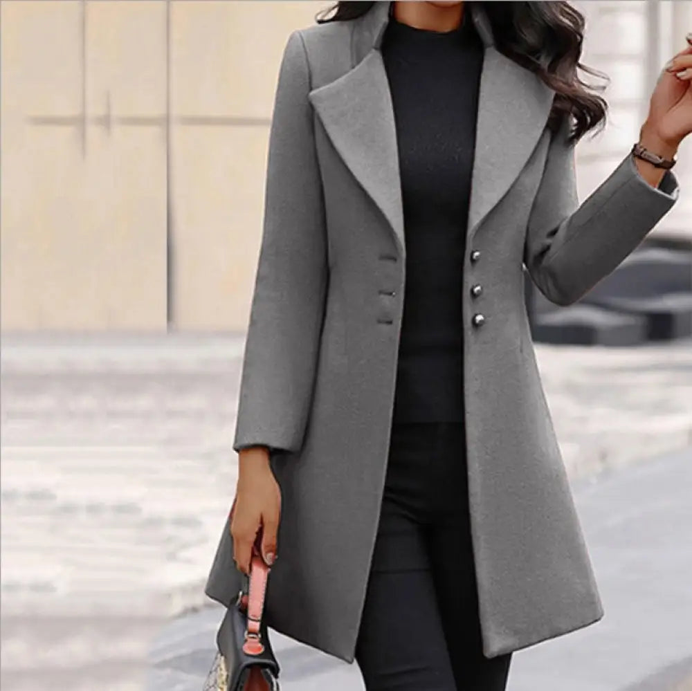 Mid-Length Flip Collar Blazer Women – Soulmate Streetwear | same ANTHEM. - Grey / S