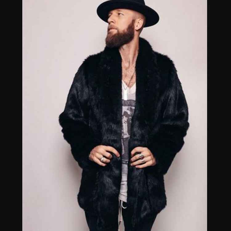 Mink-like Fur Overcoat for Men | same ANTHEM. Soulmate Streetwear - Black / L