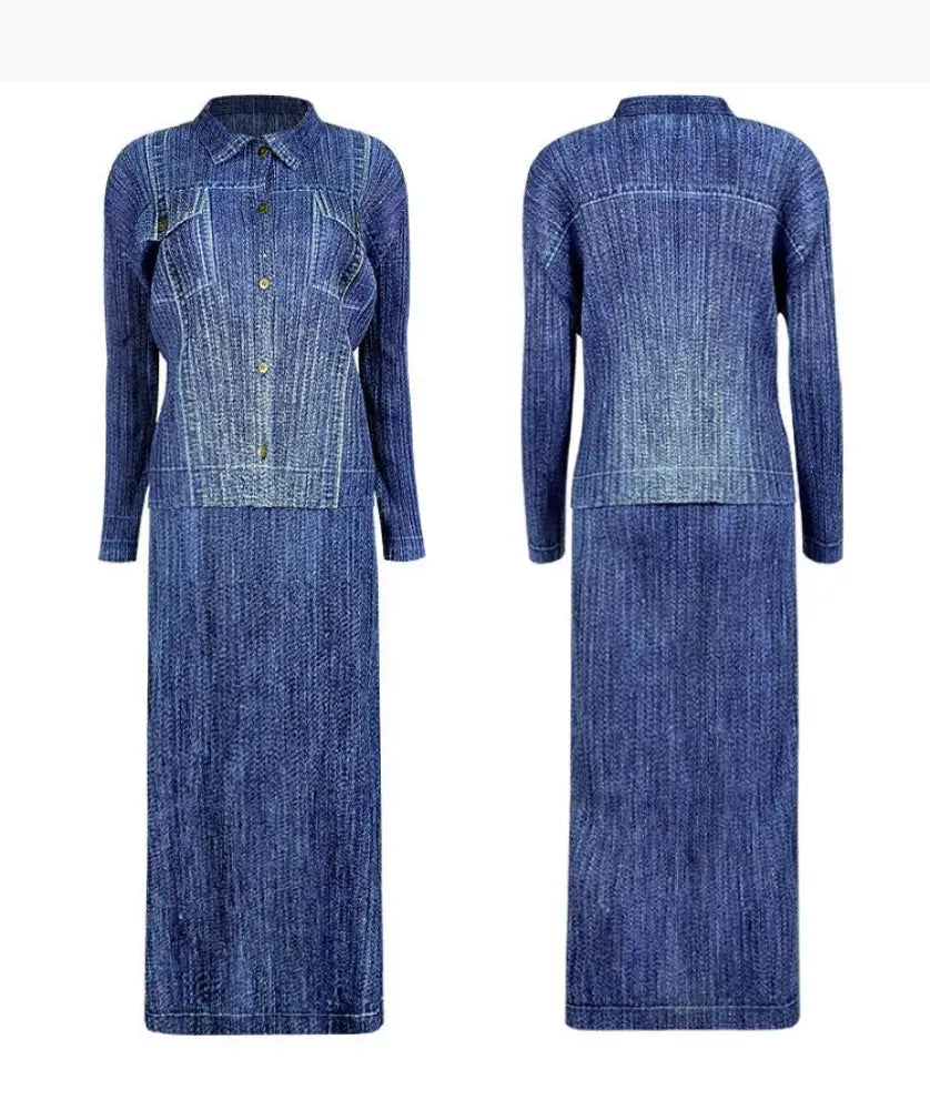 Miyake-Inspired Denim Suit – Soulmate Streetwear for Women same ANTHEM. - Navy Blue / One Size
