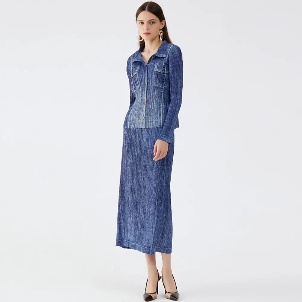 Miyake-Inspired Denim Suit – Soulmate Streetwear for Women same ANTHEM.