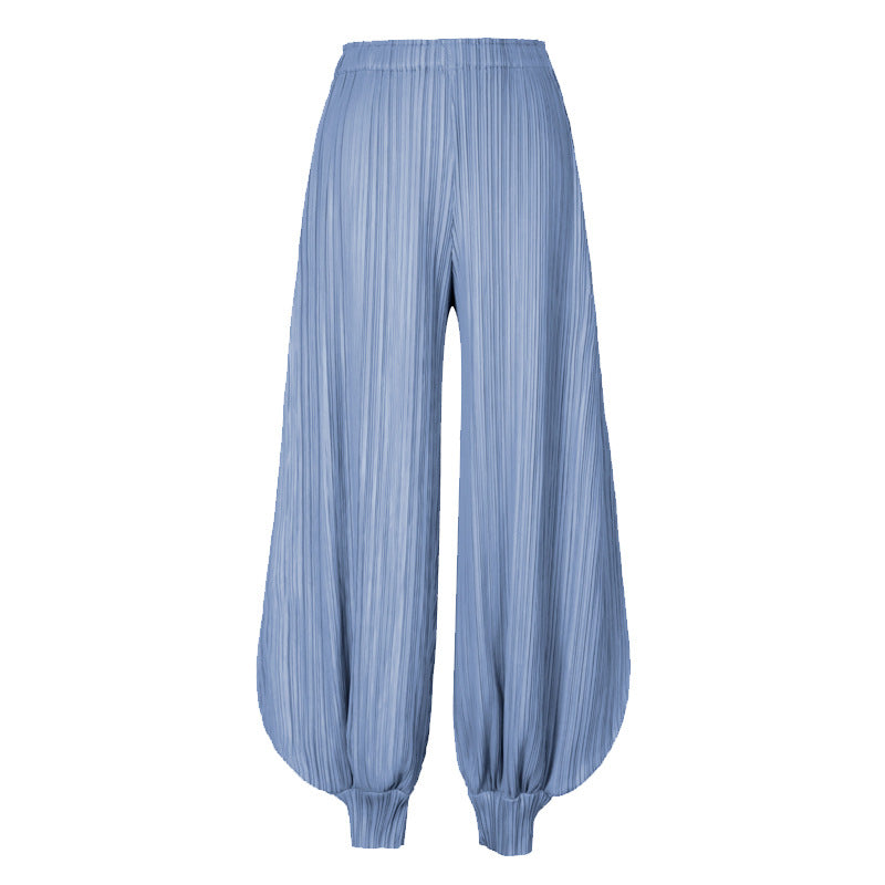 Miyake Wide Leg Bloomers for Women | Japanese Style Jasmine Pants | same ANTHEM. - Haze Blue / one size