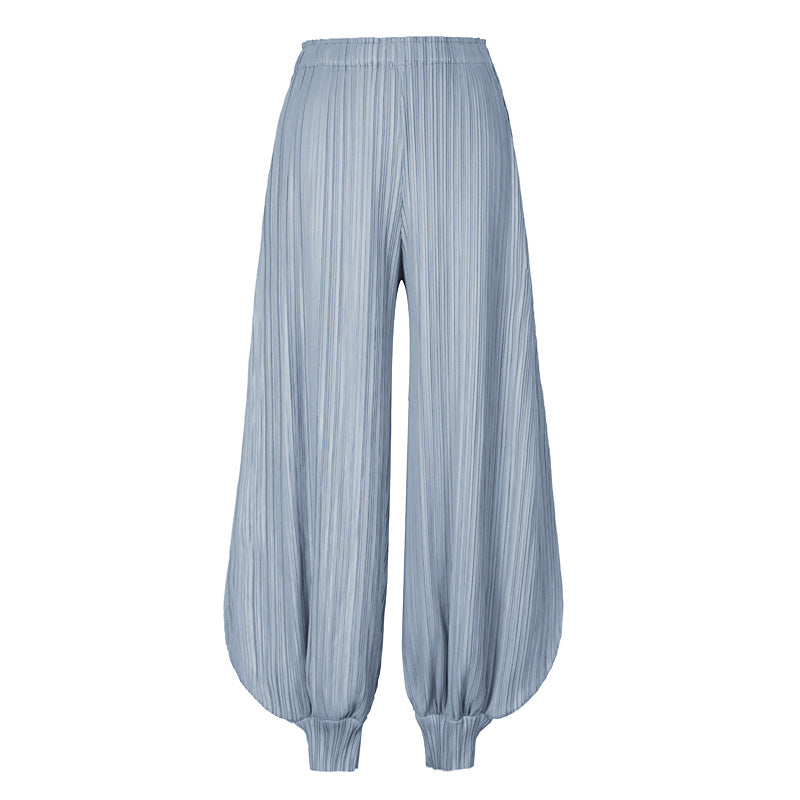 Miyake Wide Leg Bloomers for Women | Japanese Style Jasmine Pants | same ANTHEM. - Light Blue / one size