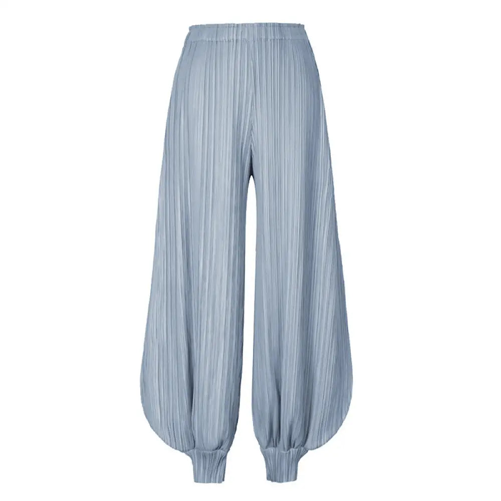 Miyake Wide Leg Bloomers for Women | Japanese Style Jasmine Pants | same ANTHEM. - Light Blue / one size
