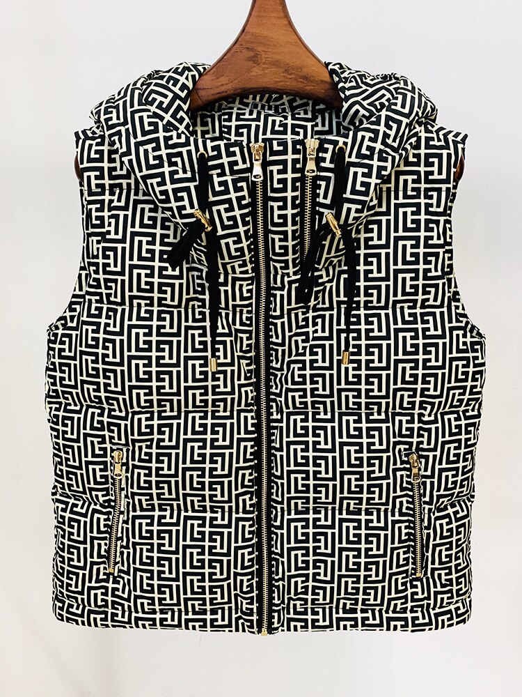 Monogram Puffy Hooded Vest for Women | Soulmate Streetwear by same ANTHEM.