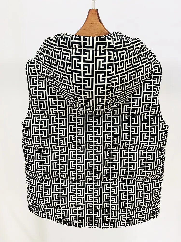 Monogram Puffy Hooded Vest for Women | Soulmate Streetwear by same ANTHEM.