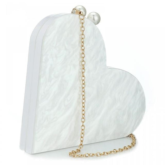 Mother of Pearl Heart Clutch | same ANTHEM. Soulmate Streetwear - Gold chain