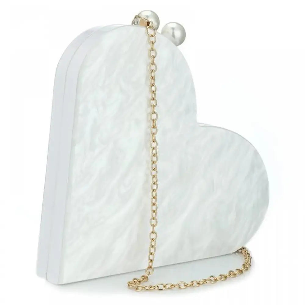 Mother of Pearl Heart Clutch | same ANTHEM. Soulmate Streetwear - Gold chain