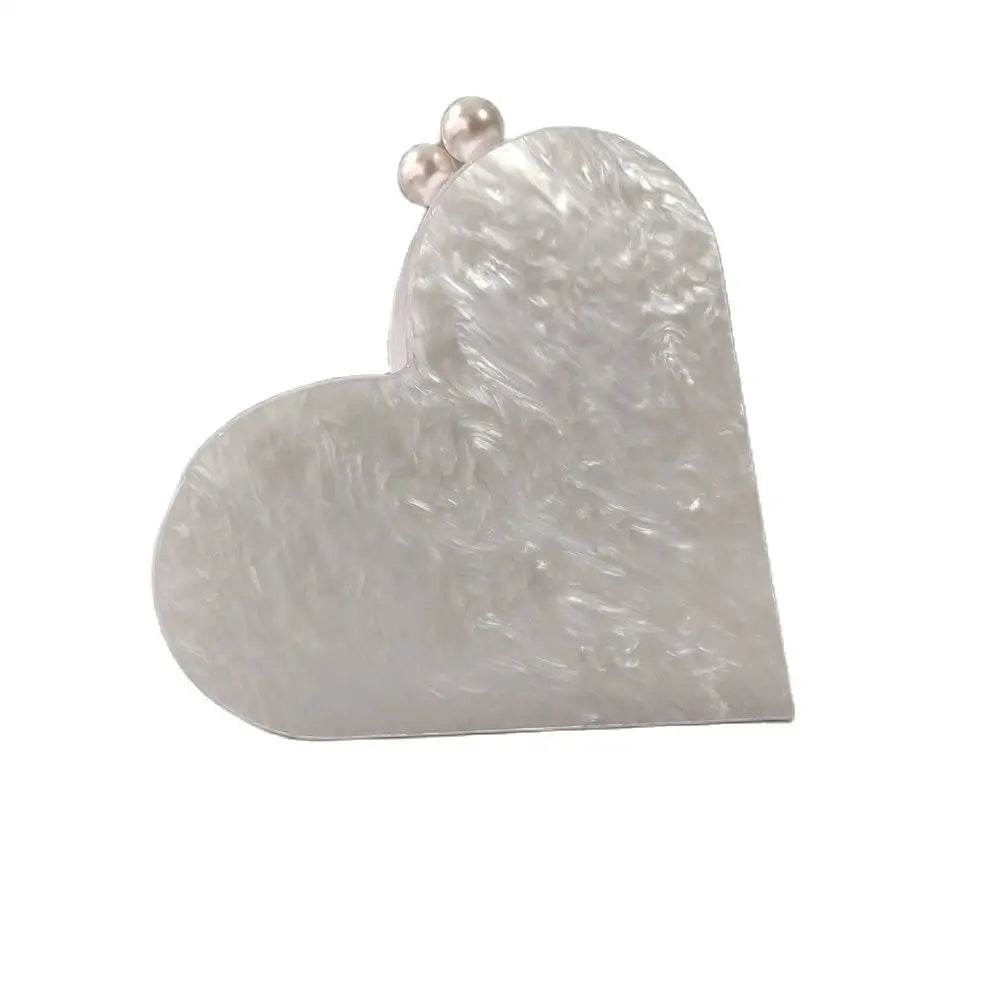 Mother of Pearl Heart Clutch | same ANTHEM. Soulmate Streetwear - Gold chain