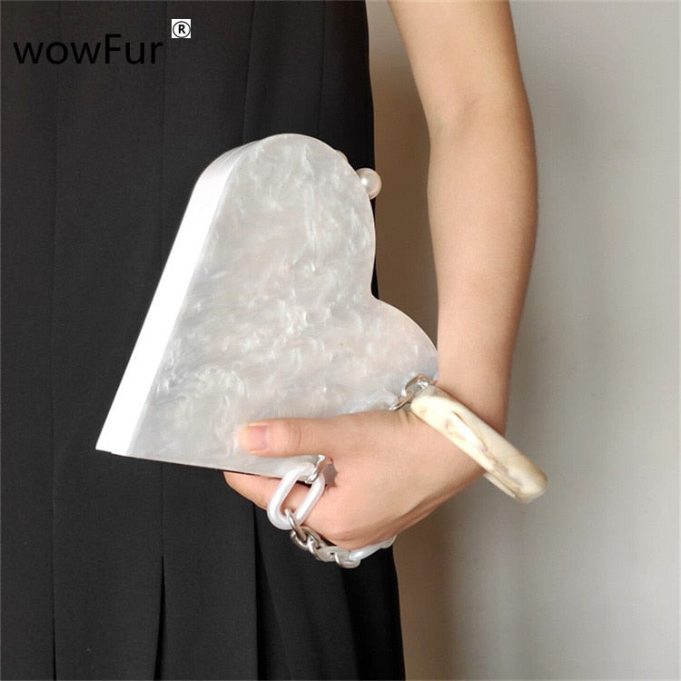 Mother of Pearl Heart Clutch | same ANTHEM. Soulmate Streetwear - Gold chain