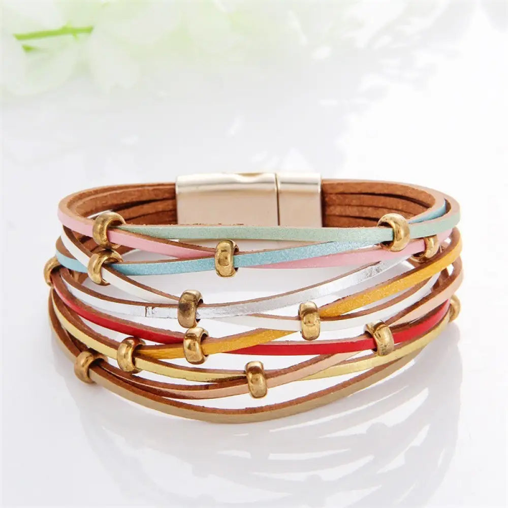 Multi-Color Leather Charm Bracelet – same ANTHEM. Soulmate Wear for Him & Her - Style 27