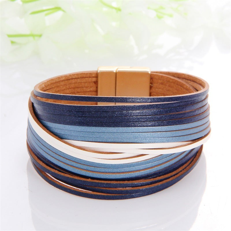 Multi-Color Leather Charm Bracelet – same ANTHEM. Soulmate Wear for Him & Her - Model 8