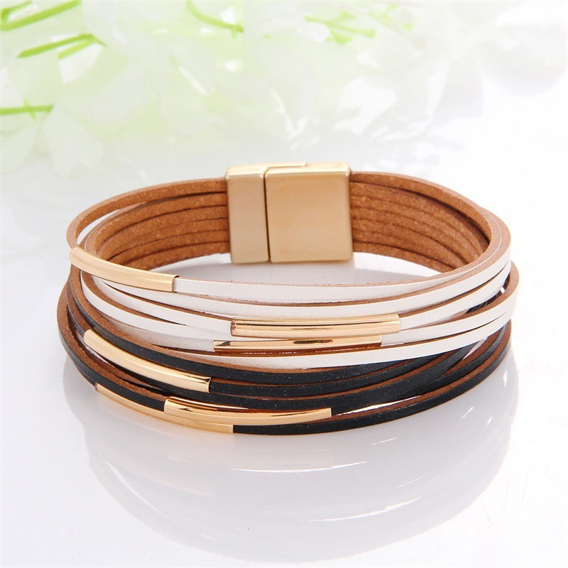 Multi-Color Leather Charm Bracelet – same ANTHEM. Soulmate Wear for Him & Her - Style 12