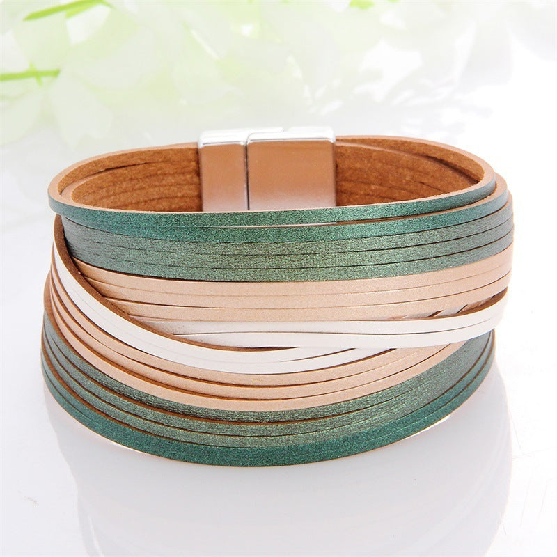Multi-Color Leather Charm Bracelet – same ANTHEM. Soulmate Wear for Him & Her - Style 2