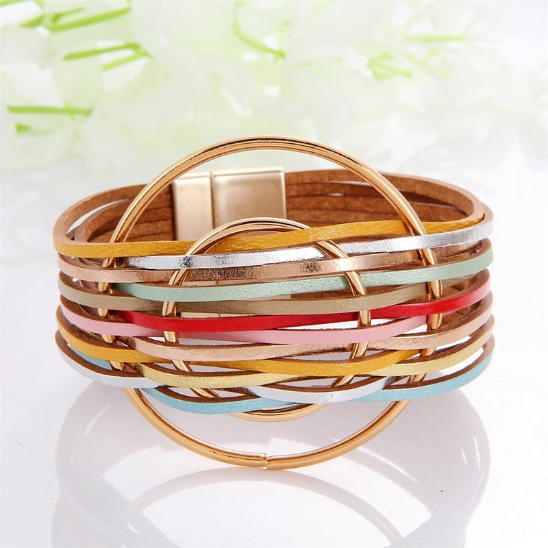 Multi-Color Leather Charm Bracelet – same ANTHEM. Soulmate Wear for Him & Her - Style 5