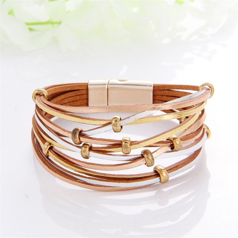 Multi-Color Leather Charm Bracelet – same ANTHEM. Soulmate Wear for Him & Her - Style 26