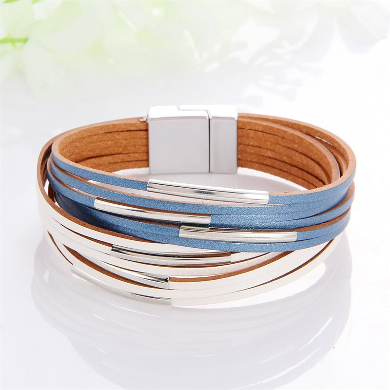 Multi-Color Leather Charm Bracelet – same ANTHEM. Soulmate Wear for Him & Her - Style 24