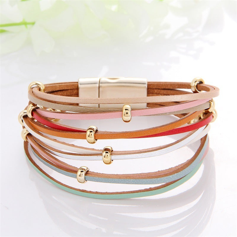 Multi-Color Leather Charm Bracelet – same ANTHEM. Soulmate Wear for Him & Her - Style 10