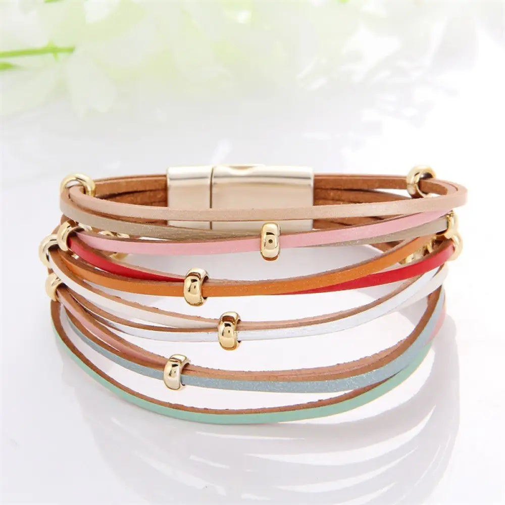 Multi-Color Leather Charm Bracelet – same ANTHEM. Soulmate Wear for Him & Her - Style 10
