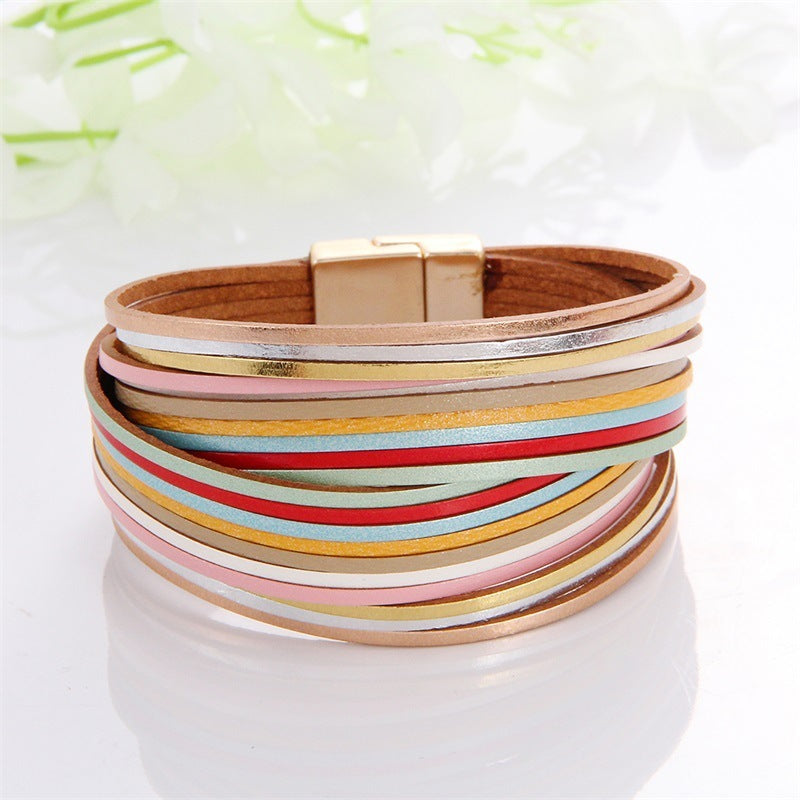 Multi-Color Leather Charm Bracelet – same ANTHEM. Soulmate Wear for Him & Her - Style 7