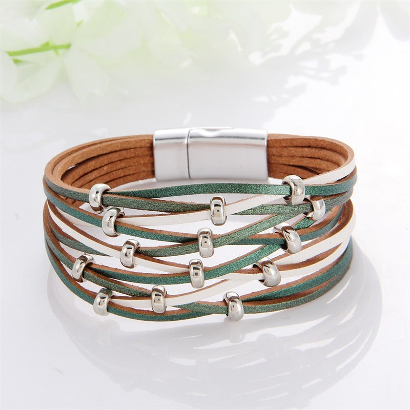 Multi-Color Leather Charm Bracelet – same ANTHEM. Soulmate Wear for Him & Her - Style 17
