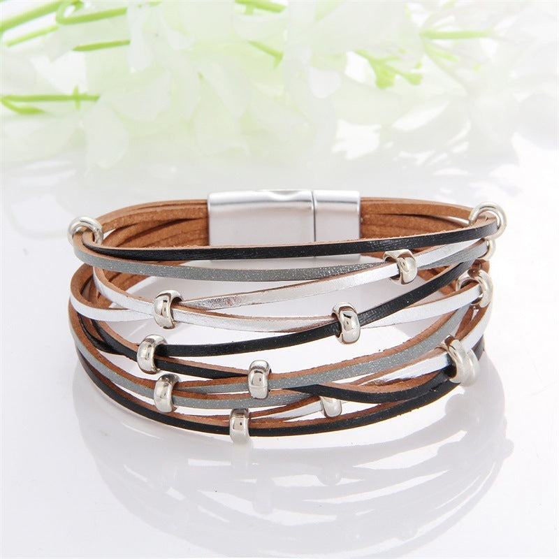 Multi-Color Leather Charm Bracelet – same ANTHEM. Soulmate Wear for Him & Her - Style 30