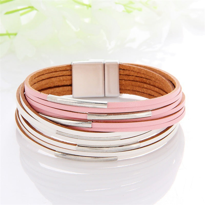 Multi-Color Leather Charm Bracelet – same ANTHEM. Soulmate Wear for Him & Her - Style 11