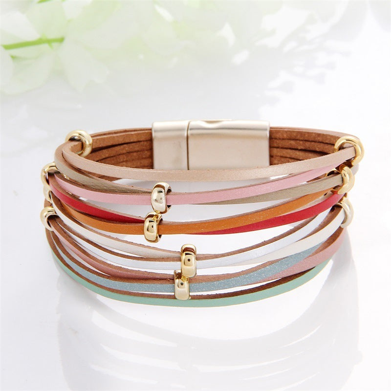 Multi-Color Leather Charm Bracelet – same ANTHEM. Soulmate Wear for Him & Her - Style 28