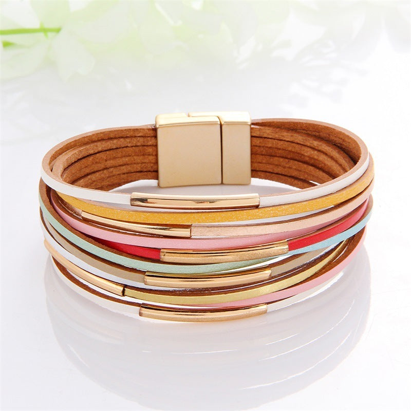 Multi-Color Leather Charm Bracelet – same ANTHEM. Soulmate Wear for Him & Her - Style 6