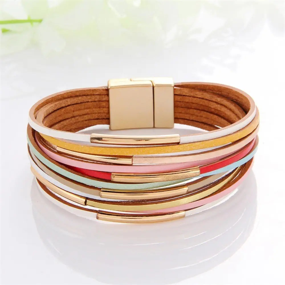 Multi-Color Leather Charm Bracelet – same ANTHEM. Soulmate Wear for Him & Her - Style 6