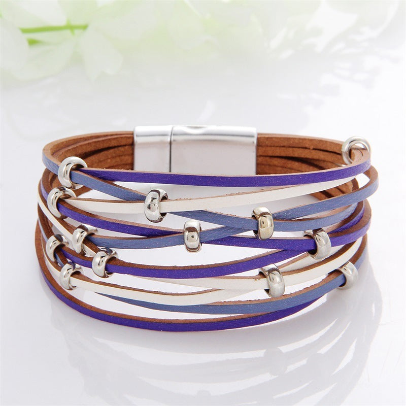 Multi-Color Leather Charm Bracelet – same ANTHEM. Soulmate Wear for Him & Her - Style 20