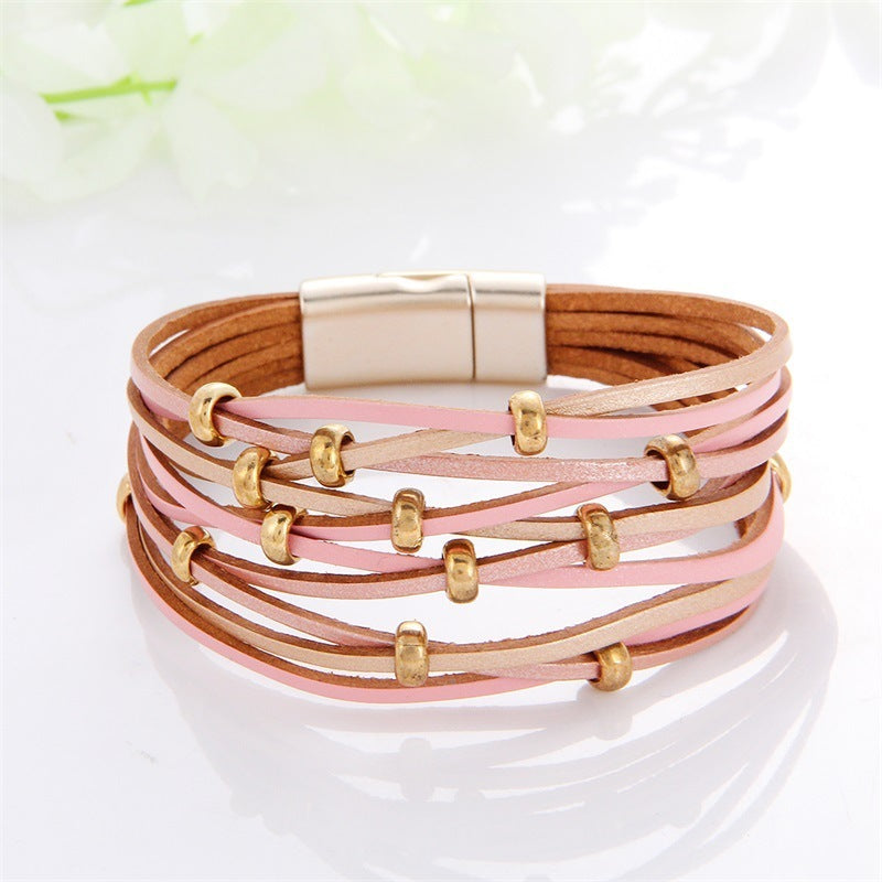 Multi-Color Leather Charm Bracelet – same ANTHEM. Soulmate Wear for Him & Her - Style 25