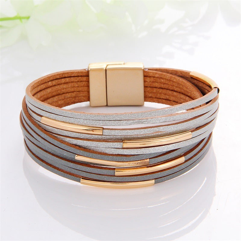 Multi-Color Leather Charm Bracelet – same ANTHEM. Soulmate Wear for Him & Her - Style 22