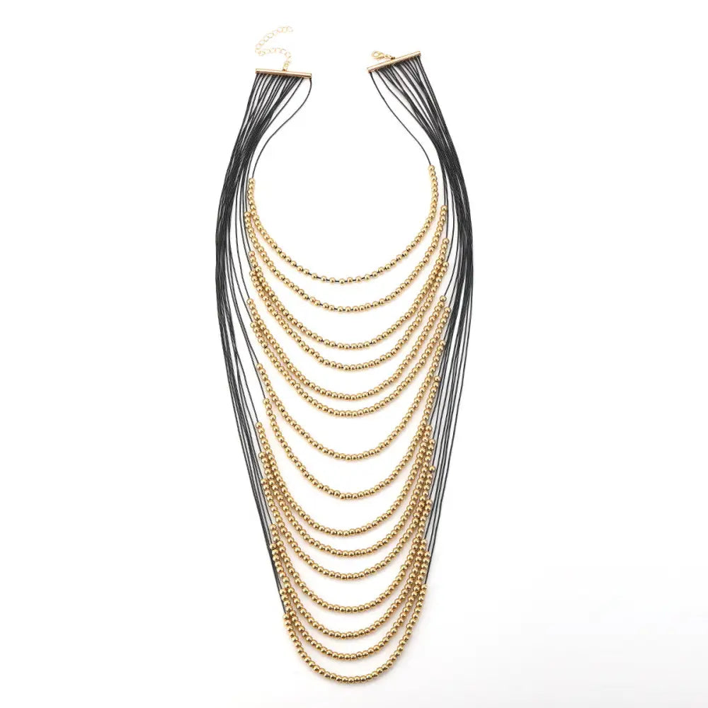 Multi-Layered Gold Bead Necklace – Statement Streetwear Jewelry | same ANTHEM. - Gold