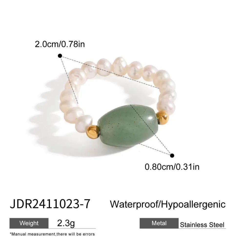 Natural Stone & Pearl Ring | Minimalist Boho Jewelry | Same Anthem - JDR24110237