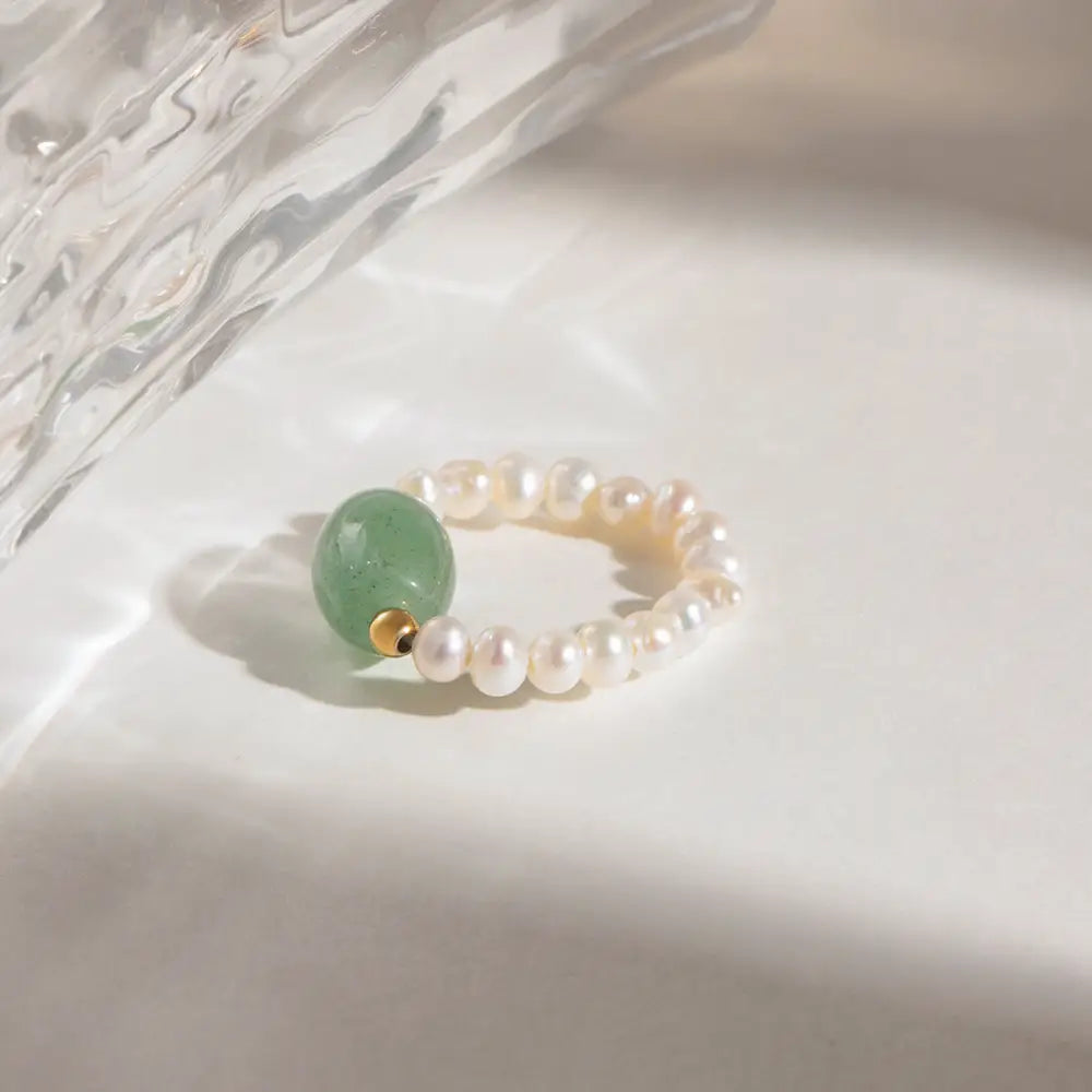 Natural Stone & Pearl Ring | Minimalist Boho Jewelry | Same Anthem - JDR24110237