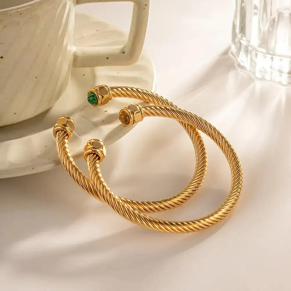 Natural Stone Twisted Thread Bracelet – 18K Gold Streetwear Jewelry | same ANTHEM.
