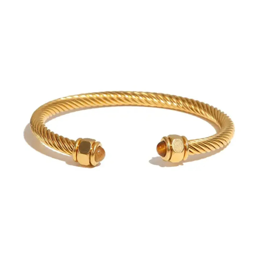 Natural Stone Twisted Thread Bracelet – 18K Gold Streetwear Jewelry | same ANTHEM. - HC-B20059-BR