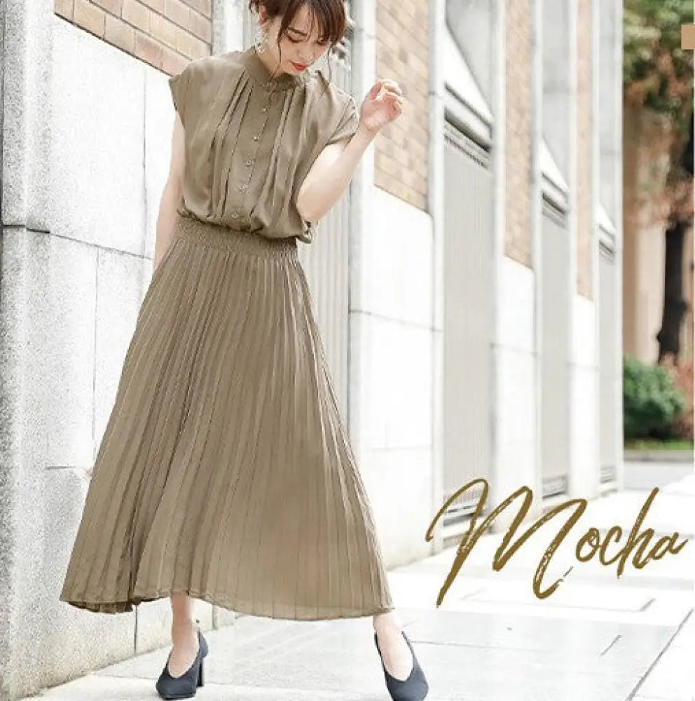 New Elegant Japanese Style Chiffon Dress | Romantic Short-Sleeved Dress for Women | Same Anthem - Dark Coffee Color