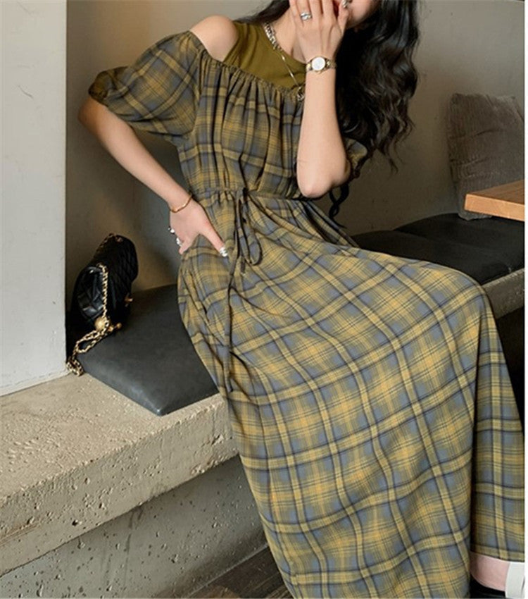 Off-Shoulder Fairytale Streetwear Dress – same ANTHEM. Soulmate Style - S / Grid