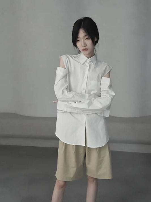 Off-Shoulder White Shirt | same ANTHEM. - White / One size - Top