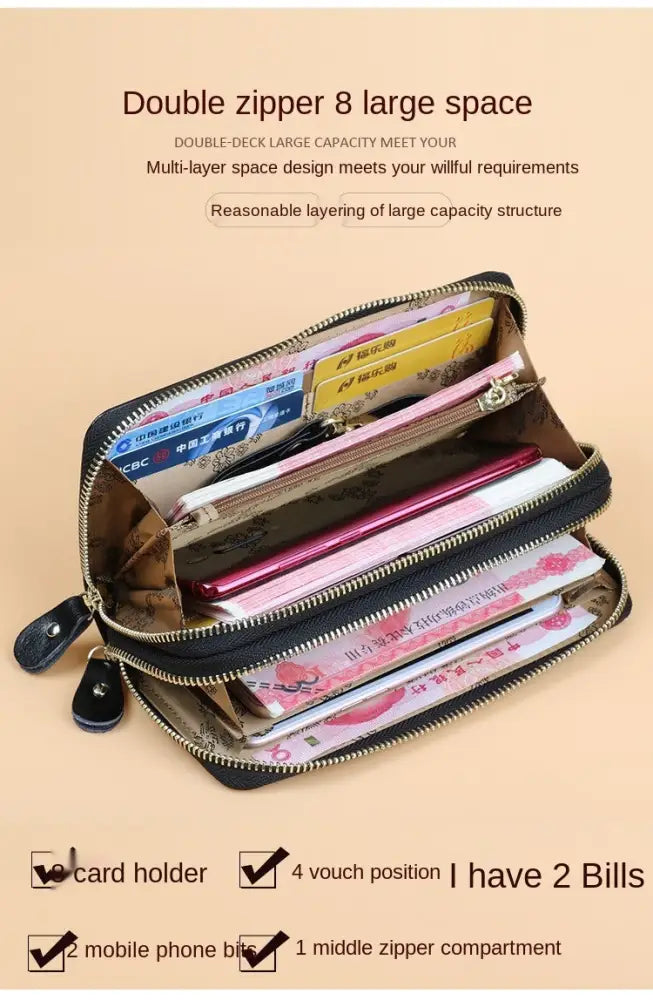 Oil Wax Leather Wallet Women Large Capacity | same ANTHEM