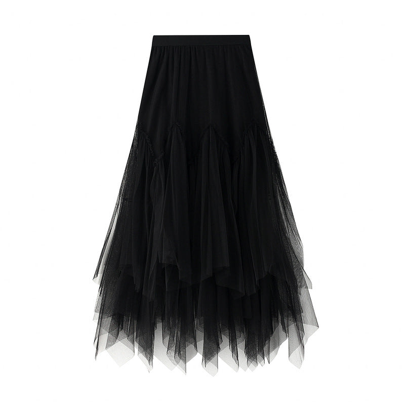 Old Pink Multi-Layered Meche Skirt – Dreamy Princess Style| same ANTHEM - black / one size