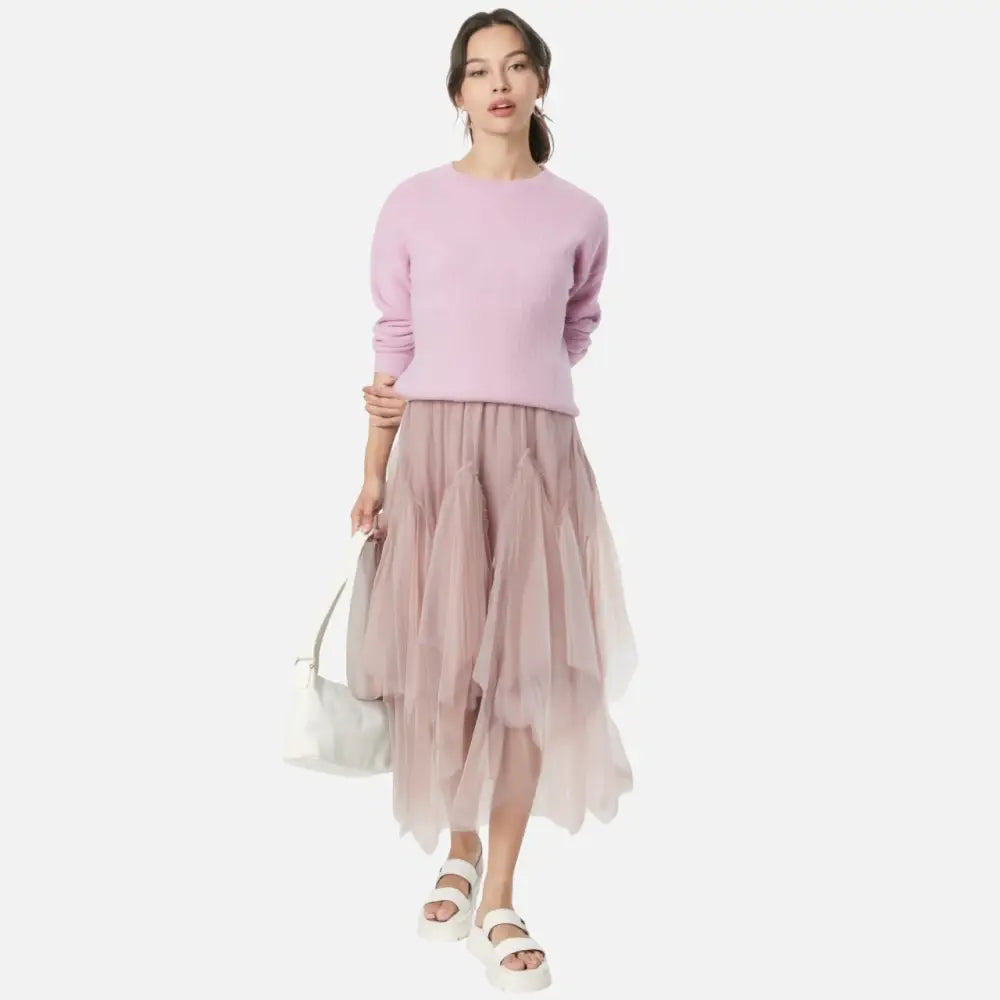 Old Pink Multi-Layered Meche Skirt – Dreamy Princess Style| same ANTHEM