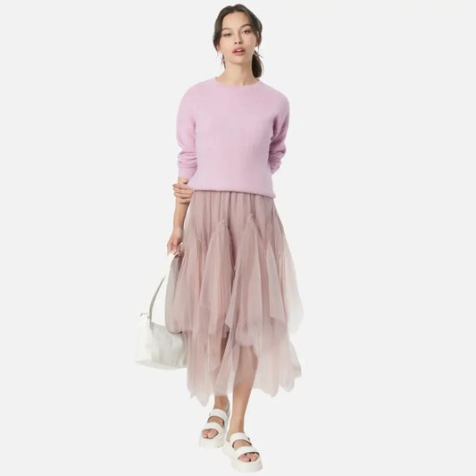Old Pink Multi-Layered Meche Skirt – Dreamy Princess Style| same ANTHEM